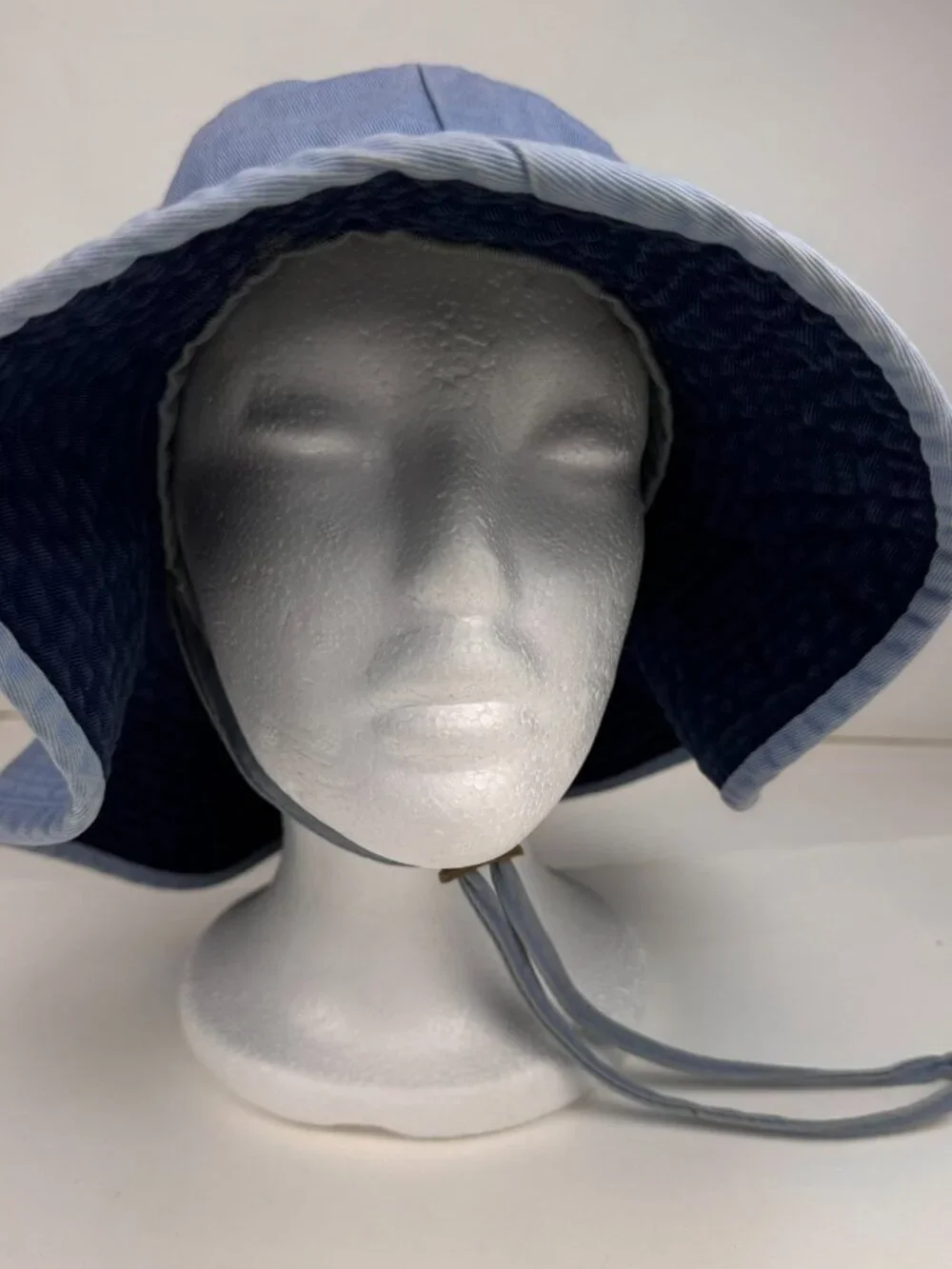 Vintage Tropical Trends DPC Reversible Sun Hat Bucket Cap Blue L Chin Strap
